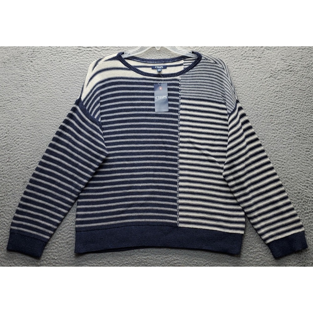 Chaps Sweater Womens XL Multi Striped Knitted Long Sleeve Boat Neck 206781493001